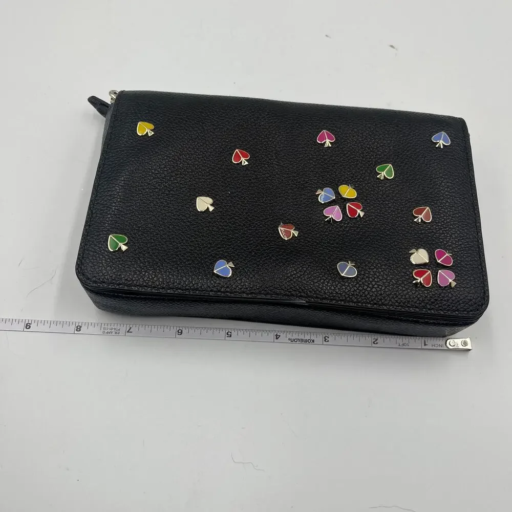 Kate Spade Crossbody Bag Wallet Margaux Enamel Spade Slim Continental Black